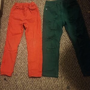 Stylish Kids Red and Green Jeans